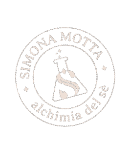 Logo di Simona Motta con fiaschetta alchemica e scritta "alchimia del sè"