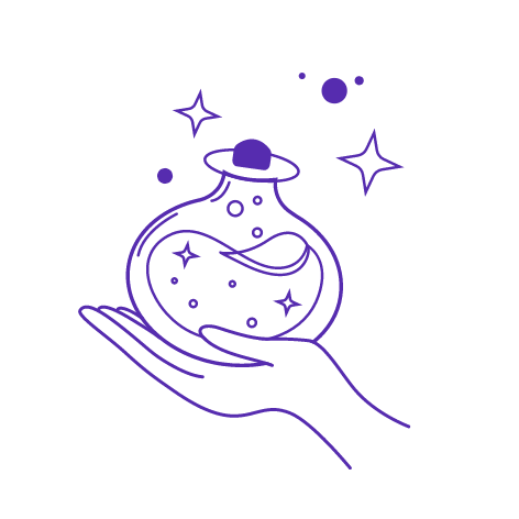 mano-che-sostiene-fiala-magica-con-stelle-grafica-femminile-simonamotta Mano con fiala magica e stelle in stile simbolico